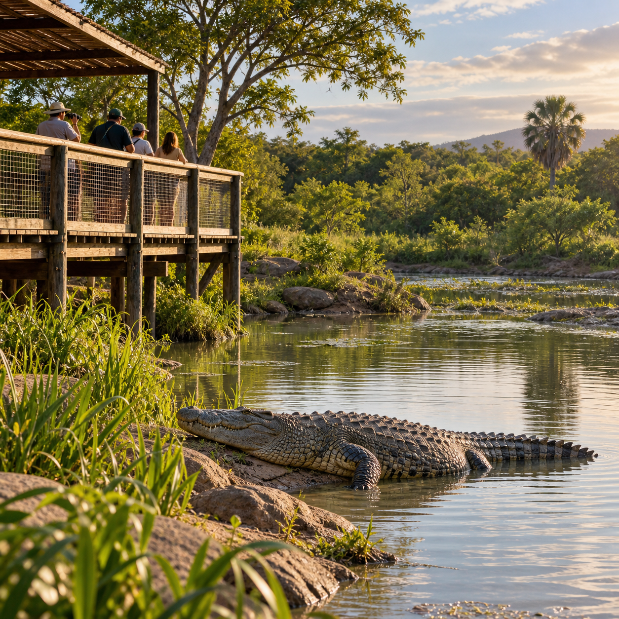 Crocodile viewing at Karimba Reptile Farm
